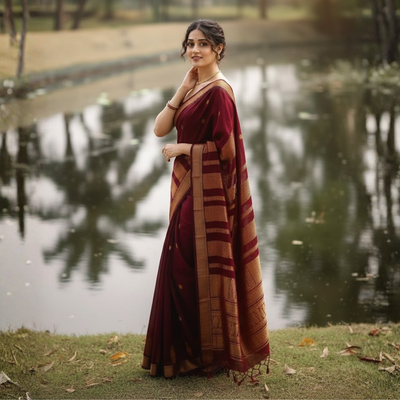 Adorable Silk Jacquard Border Saree For Women (Unstitched)