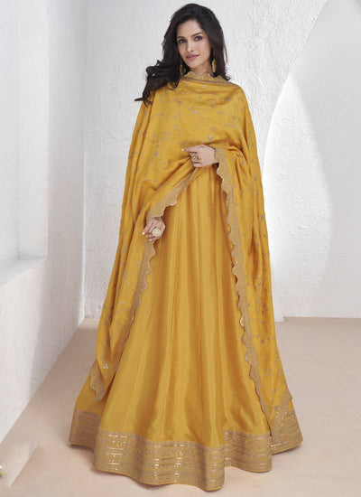Premium Vichitra Sequin Embroidered Work Anarkali Suit