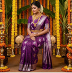 Elegant Soft Lichi Silk Saree For Women (Unstitched)