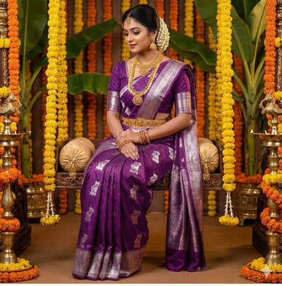Elegant Soft Lichi Silk Saree For Women (Unstitched)